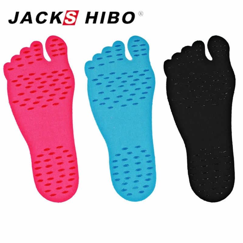 

JACKSHIBO Men Women and Kids Sticker Adhesive Foot Pads Soles Elastic Flexible Feet Protection Non Slip Beach Pool Barefoot Sock