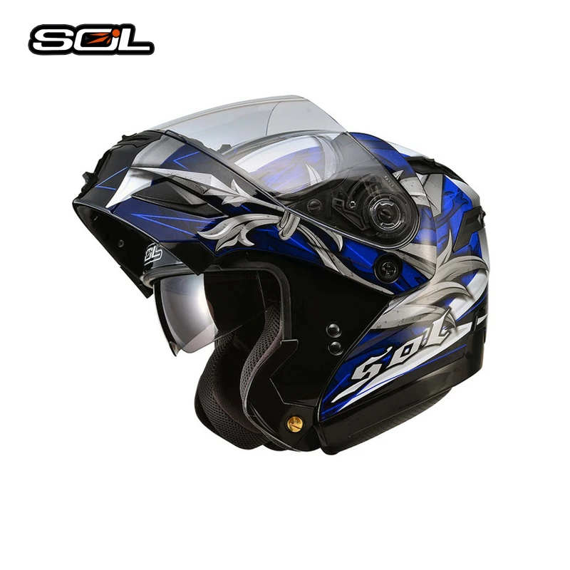 SOL Flip Up Motorcycle Helmet With Inner Sun Visor Casco Moto Helmet