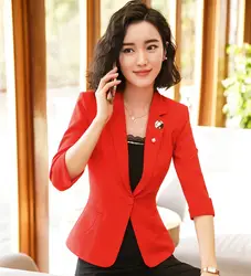 Формальные женские блейзеры и куртки красный с коротким рукавом Офисная Женская рабочая одежда женская одежда OL стиль