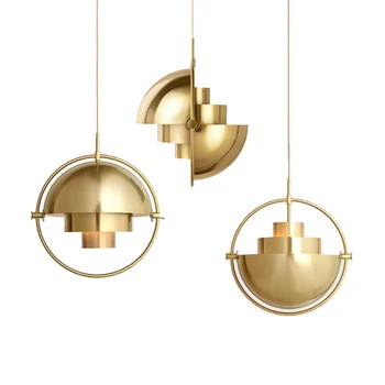 

Modern Metal Semicircular Pendant Light Luxury Gold Deformable Pendant Lamp For Living Room Restaurant Bar Deco Lighting PA0040