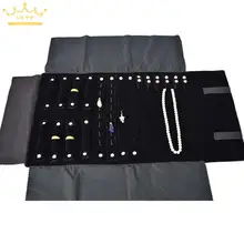 Ювелирная складная сумка в рулоне для путешествий, портативный чехол для переноски, бархатный Органайзер, многофункциональное ожерелье, кольца, коробка для хранения сережек