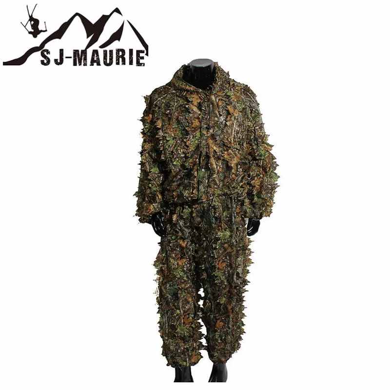 

SJ-MAURIE Ghillie Suit 3D Camo Bionic Leaf Camouflage Clothing Hunting Jackets and Pants Suits Jungle Woodland Birdwatching