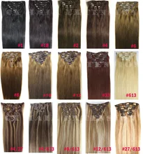 16″-32″7pcs Thick Set 140g Brazilian Virgin Remy Hair Clips In Human Hair Extensions Full head 28 Colors available