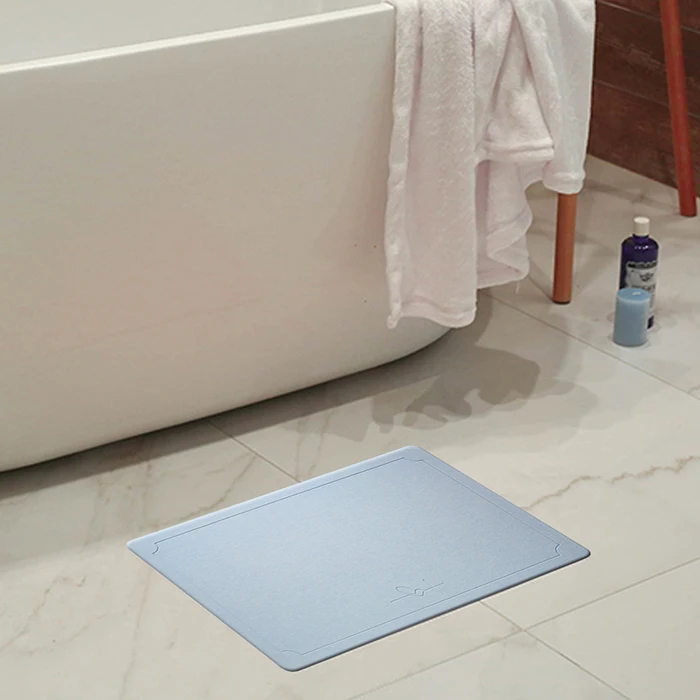 Натуральные диатомовые грязевые коврики для ванной комнаты, водопоглощающие быстросохнущие коврики, противоскользящие безопасные нетоксичные диатомовые земляные подушечки - Цвет: Blue Gray