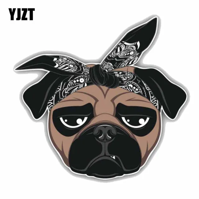 yjzt 13cmx12 5cm funny pug dog face car decoratoin bumper fashion