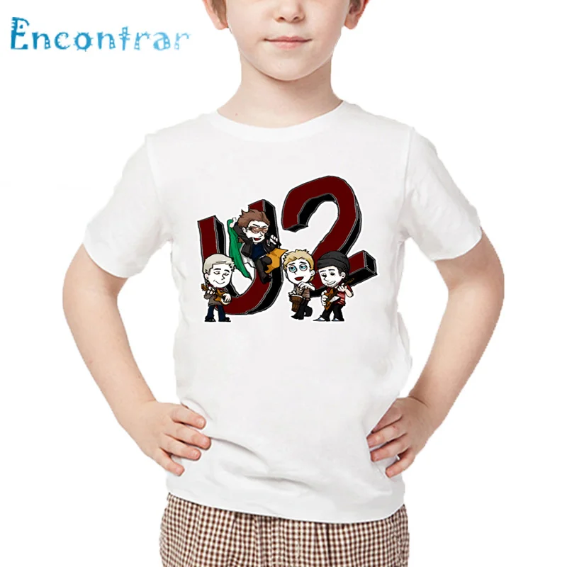 

Size 3T-9T,Kids Rock Band U2 Print Funny T shirt Children Summer White Tops Boys and Girls Casual T-shirt,ooo4113