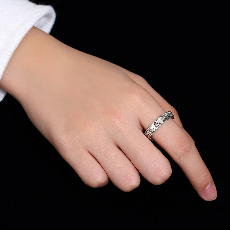 BALMORA 925 пробы Серебряный Дракон узор пара палец кольца для мужчин и женщин животных Мода Тайский серебряные ювелирные изделия Anillos JWR3048