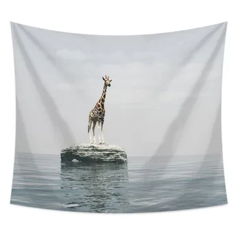 

SOFTBATFY Giraffe Elephant Animal Printed Tapestry Wall Hanging Home Decor Bedspread Cloth
