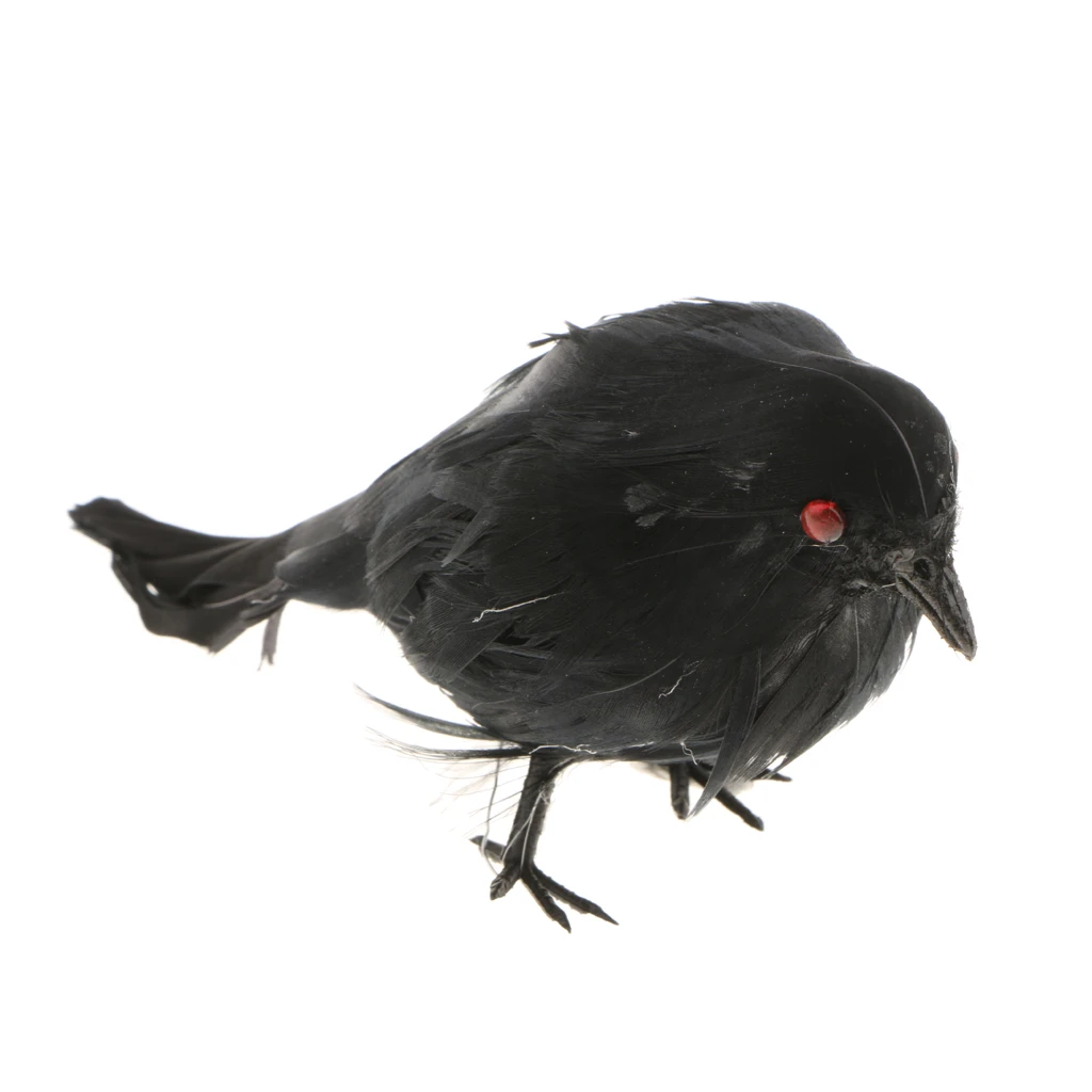 MagiDeal Creative Fake Black Feathered Foam Crows Birds Ravens Halloween Decor Props Craft Garden Yard Decor Ornament 