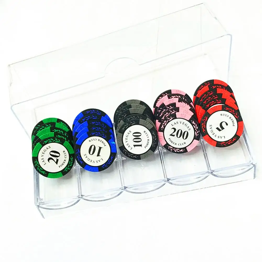 100pcs-емкость Poker Chips BOX чип-контейнер специальные чипы чехол с чехлами Фиш покерные чипы