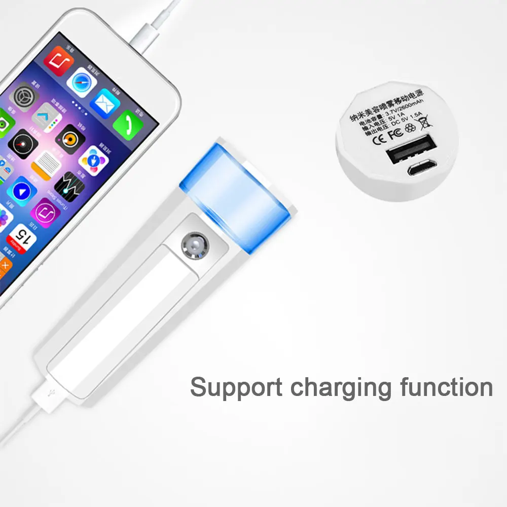 

2019 Drop Shpping Nano Facial Steamer Face Sprayer Min Portable Power Bank Humidifier for Steamer