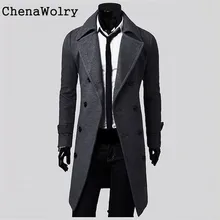 Stilvolle Beiläufige Winter Warme Slim Fit Langarm Männer Trenchcoat Zweireiher Lange Jacke Parka Kostenloser Versand D 6