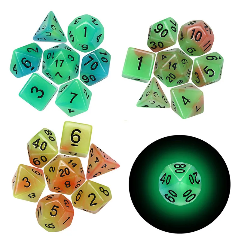 

42pcs/Set Dungeons & Dragons Creative TRPG Game Dice Luminous TRPG Game Polyhedral D4-D20 Multi Sided Acrylic Dice N23