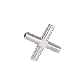 

304 Stainless Steel 15mm Hose Barb Barbed 4 Way Cross Pipe Fitting Coupling Connector Adapter For Water Air Oil