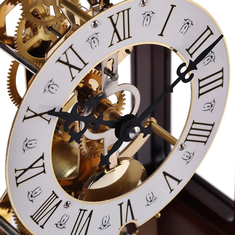 Chinese large mechanical clock wood living room table watch simple