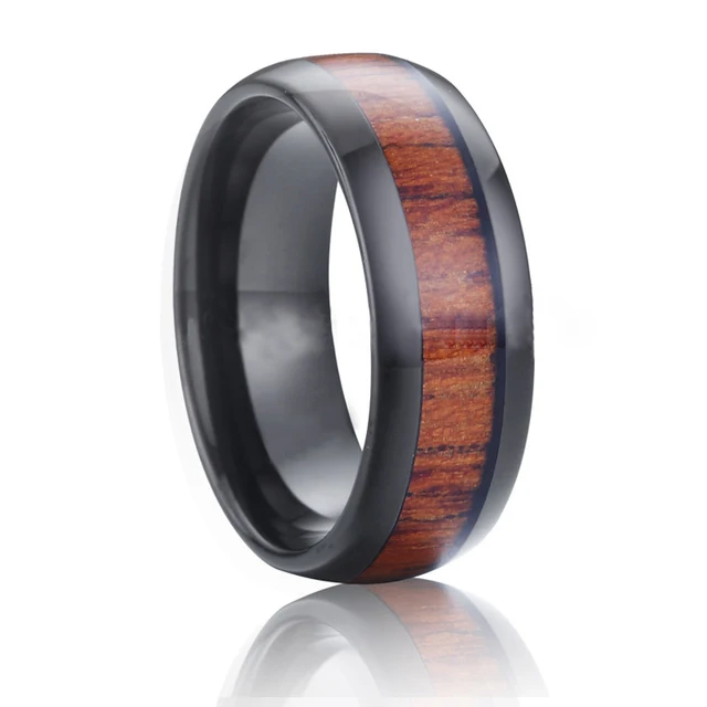 Pure Wood Inlay Ring Black Mens Tungsten Carbide Wedding Bands Pure Wood Inlay Ring Black Mens Tungsten Carbide Wedding Bands Unique Trendy Engagement Promise Eternity Rings