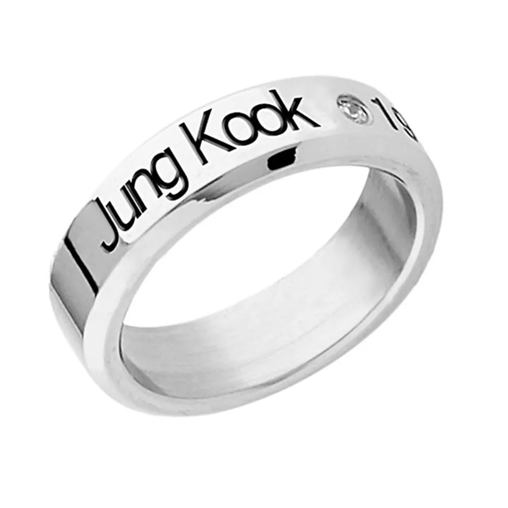 8 Style New Fashion Bangtan Boys Idol 1pc Silvery Crystal Mens Rings Titanium Steel JIMIN Pendent #263536