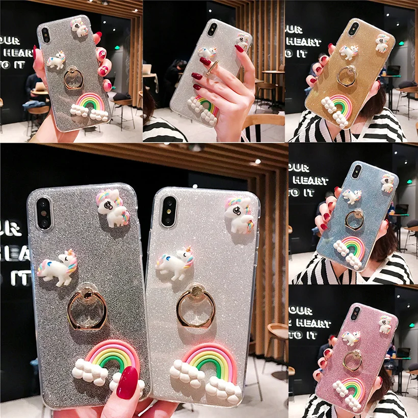 

Silicone Ring Glitter Cases For For Oneplus 6T 6 5T 5 3 Cover Bling Covers Bumper Soft Unicorn Case Oneplus 7 Pro Cover
