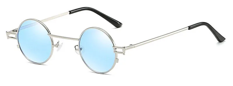 SHAUNA ретро маленькие круглые панк Солнцезащитные очки для мужчин винтажные прозрачные красные тонированные солнцезащитные очки для женщин - Цвет линз: Silver Clear Blue