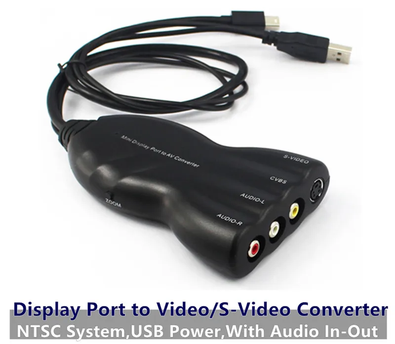 TMini Display Port DP to VideoS-Video Converte Adapter Audio In-Out,Female Connector,NTSC,USB Power,For CRTLCD TV Free Shipping (2)
