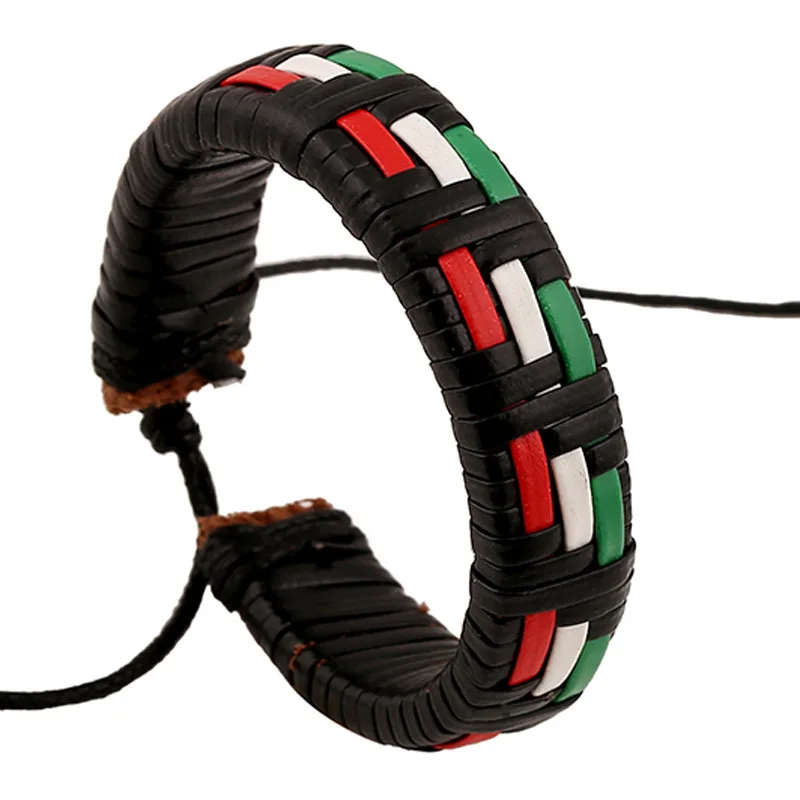 

punk latest multicolor rope Ornaments Cowhide Weave Bracelet men leather women fine jewelry charms Bohemia style wristband
