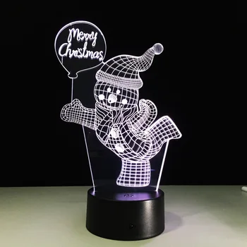 

2019 Snowman 3D Cartoon Holiday Light Illusion LED Lamp Home Decoracion 7 Colors Change Nightlight Gift for New Year Christmas