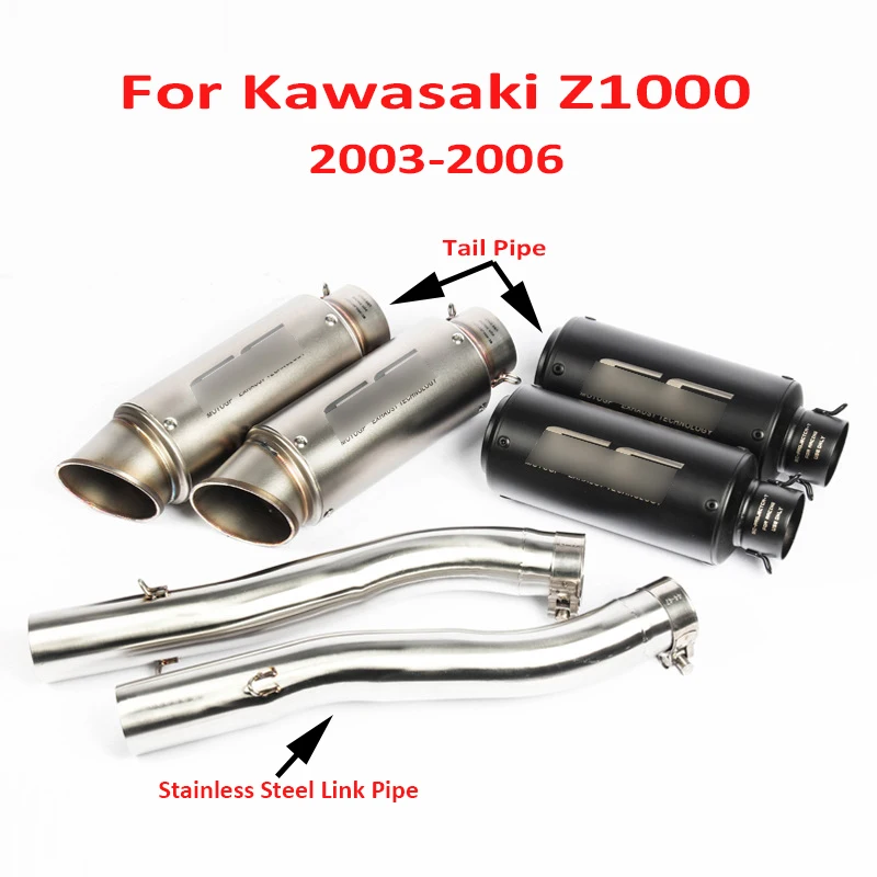 

Z1000 Motorcycle Whole Set Exhaust System Muffler Silencer Tip Connect Middle Link Tube Pipe for Kawasaki Z1000 2003-2006