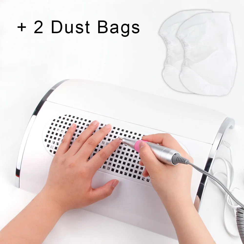 

Powerful Nail Dust Suction Collector with 3 Fan Manicure Vacuum Cleaner Strong Power Nail Dryer Tool with 2 Dust Collecting Bags