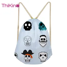 Thikin мультфильм череп Повседневная сумка для подростка крутой для девочек рюкзак для путешествий малыша софтбэк девочки пляжная сумка со шнурком сумка