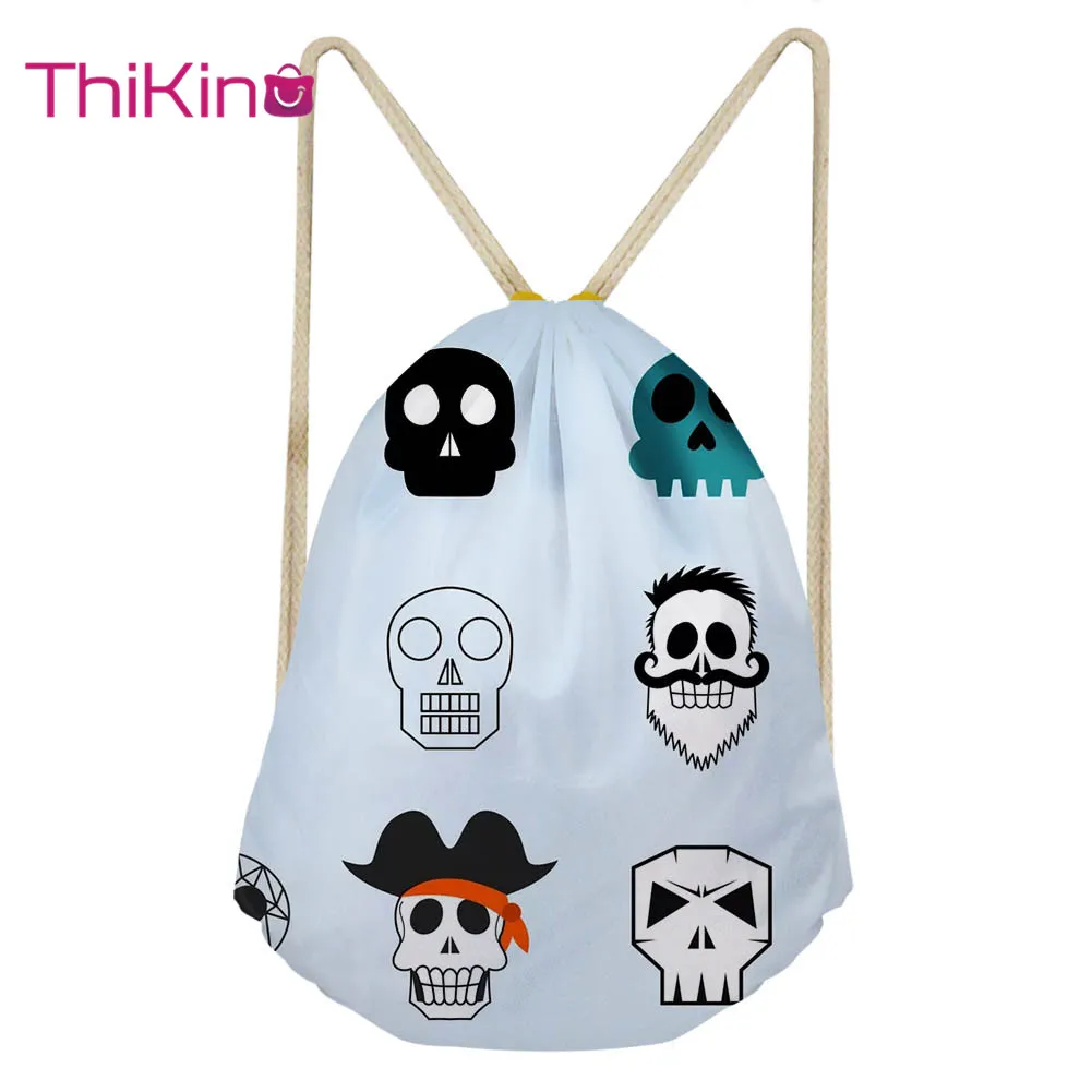 

Thikin Cartoon Skull Casual Sack for Teenager Cool Girls Travel Backpack Toddler Softback Girls Beach Mochila DrawString Bag