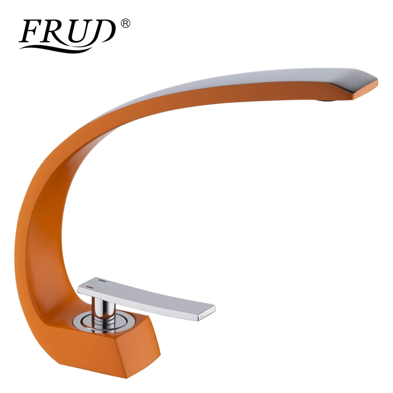 FRUD الحمام صنبور الطابق الخيالة حوض خلاط صنبور الكروم صنبور مصرف الغرور الساخن الباردة المياه توفير المياه صنبور البرتقال Y10007