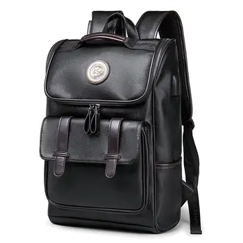 

2019 Hot Fashion Men Faux Leather Casual Anti-Theft Travel School Zipper Backpack Bag