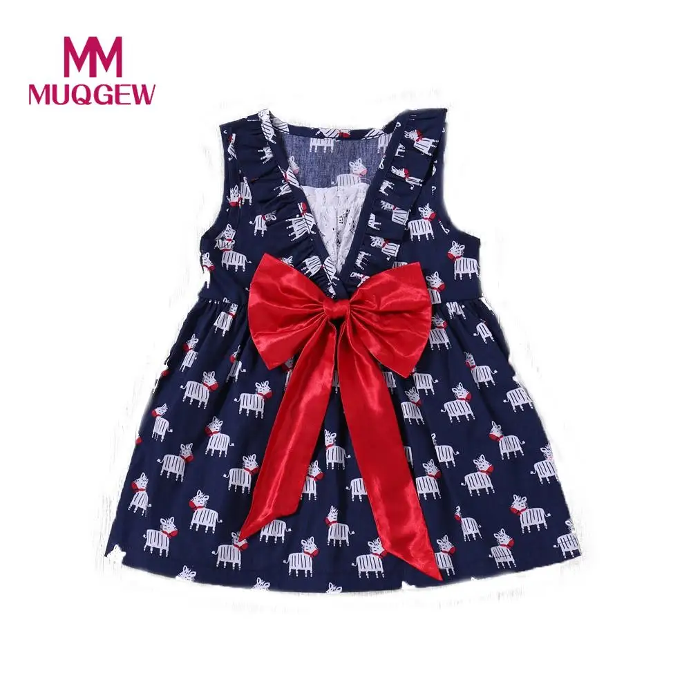 Children Kid Girls Cartoon Print Bowknot Lace Princess Party Dress Clothes Girl Clothing Set Summer #25 | Детская одежда и обувь