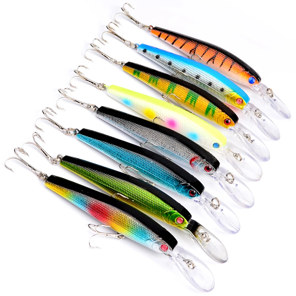  1Pcs Fishing Lure Deep Swim Hard Bait Fish Tackle 12.5CM 14G 3D Eyes Float Minnow Fishing Wobbler J