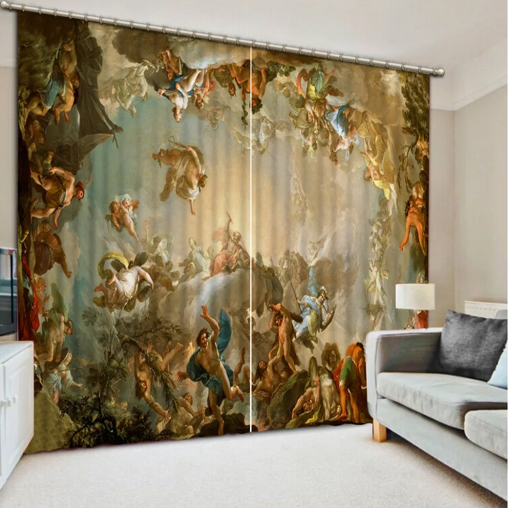 Decoración del dormitorio del hogar cortina 3D foto personalizar tamaño europeo Ángel dioses cama sala de estar Oficina Hotel Cortinas Decoración del dormitorio del hogar cortina 3D foto personalizar tamaño europeo Ángel dioses cama sala de estar Oficina Hotel Cortinas