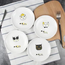 Dishes Plates ceramic plate Cake fruit dish Cartoon children s tableware creative Cat dessert breakfast tray