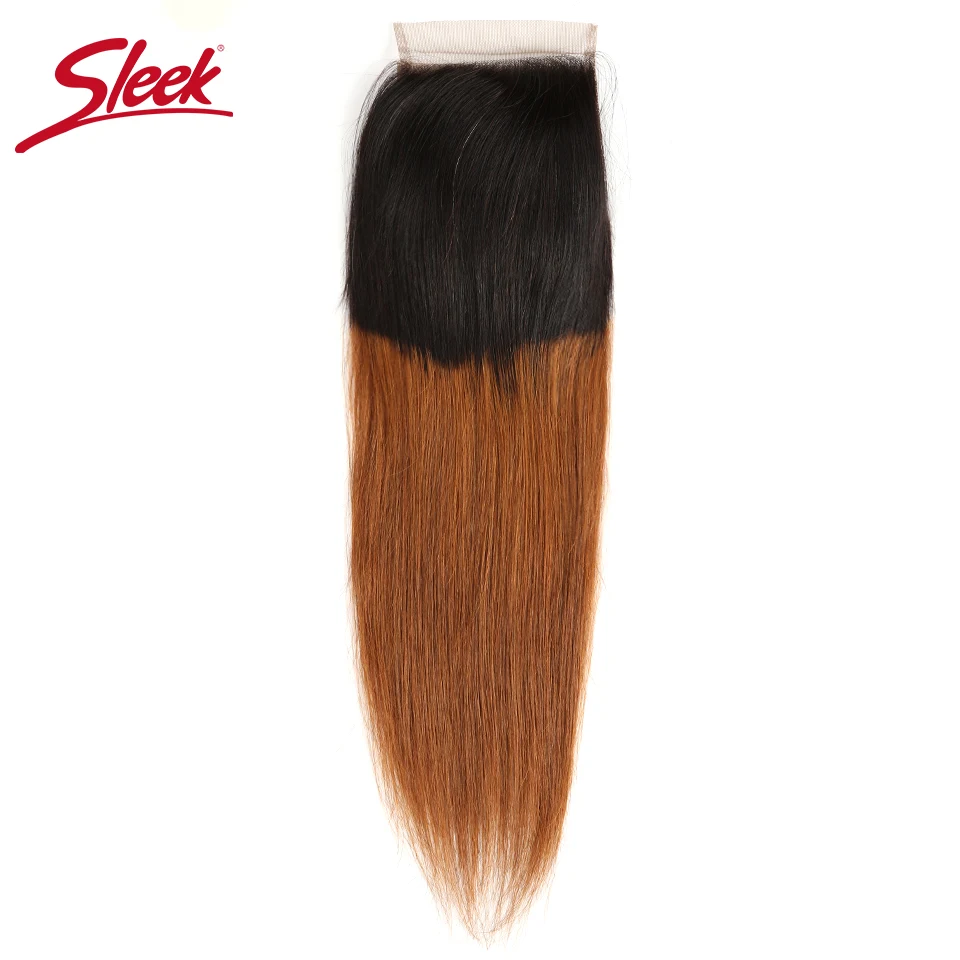 

Sleek Brazilian Straight 4x4 Swiss Lace Closure Ombre T1B/30 Remy Human Hair Closure Free Part Top Closures 12-20 Inches