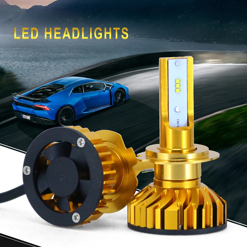 

AZGIANT One Pair of Car Led Headlight 6000k Auto Front Lamp Anodized Aluminum Body H4 H7 H11 9009 headlight led car bulbs