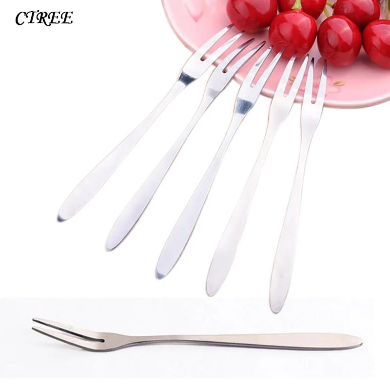 CTREE 1Pcs Stainless Steel Fruit Forks Restaurant Cafeteria Home Party