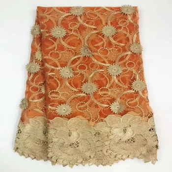 

New beautiful hot sale kitted African cord guipure lace fabric net polyester mesh embroidery lace for sewing party wedding dress