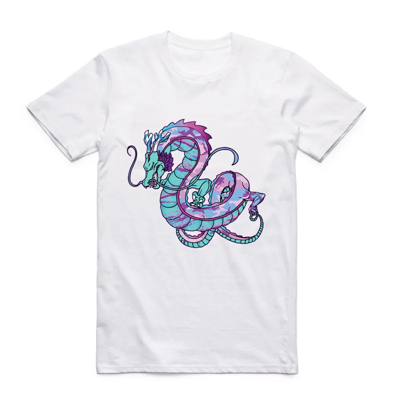 2019 New Men's Clothing Dragon Print Short-sleeved Round Neck Loose Large Size White Head T-shirt | Мужская одежда
