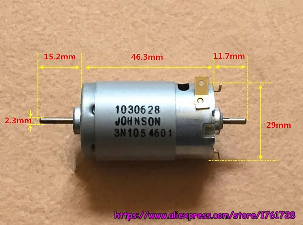 

Brand new Johnson 395 DC motor double output shaft high speed 12V 18V 11700rpm for robots ~