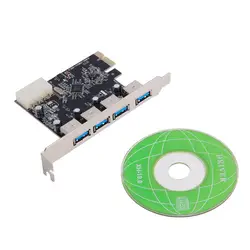 В наличии! 4 порта 5 Гбит/с Superspeed USB 3,0 PCI-E карта с разъемом PCI Express адаптер для XP Vista Win7