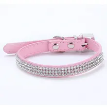 3 Rows Bling Rhinestone Small Pet font b Dog b font PU Leather Buckle Cute Cat