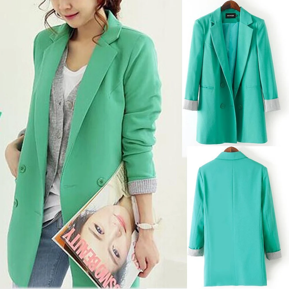 

Spring Autumn Blazers Women suit Plus size Long sleeve jacket female Double Breasted Casual tops Ladies Slim Windbreaker coat
