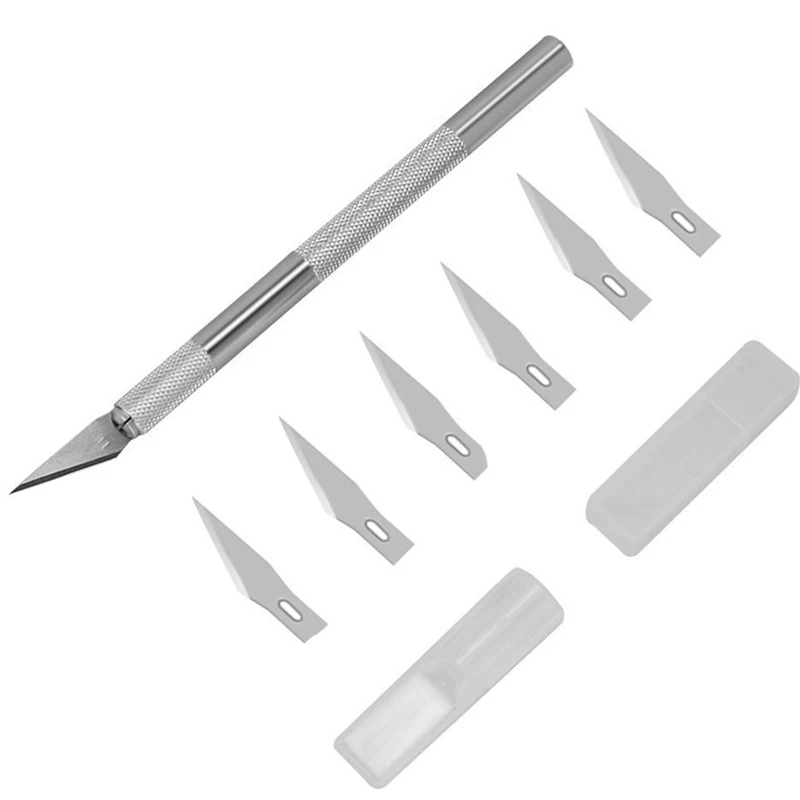 

Non-Slip Metal Scalpel Knife Tools Kit Cutter Engraving Craft knives+6pcs Blades Mobile Phone PCB DIY Repair Hand Tools