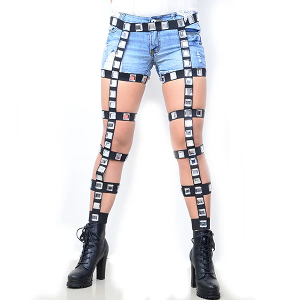 

NEW fashion black sexy harajuku garters wedding women body harness leg garter gothic bondage harness fetish Punk Pole dance