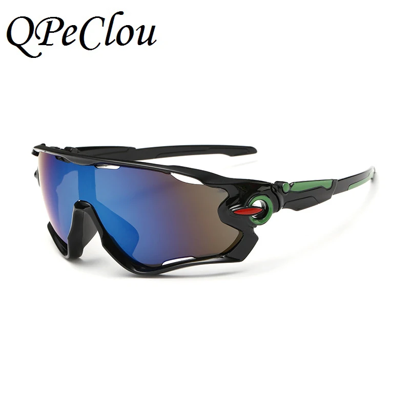 QPeClou классические солнцезащитные очки мужские модные уличные Солнцезащитные очки Мужские зеркальные очки для вождения солнцезащитные очки UV400 - Цвет линз: Black Blue0243