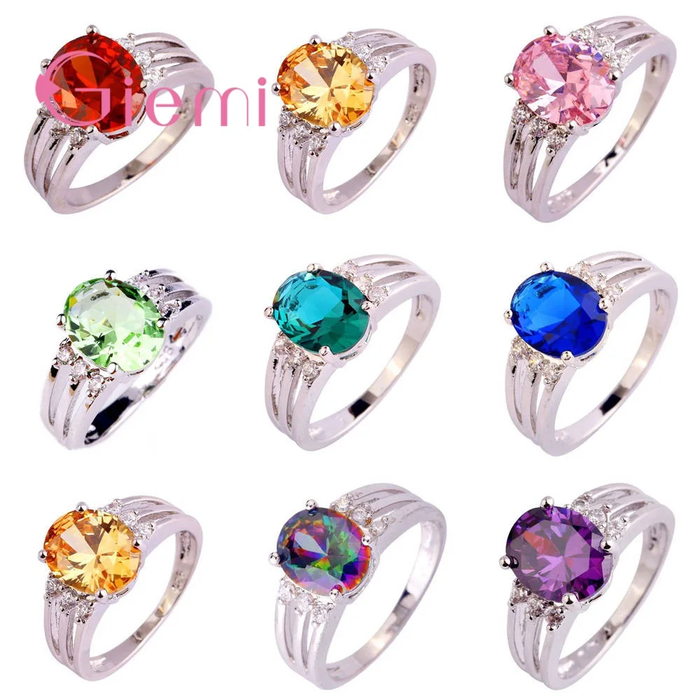 

Big Oval CZ Zircon Stone Rings for Women Fashion 925 Sterling Silver Wedding Engagement Jewelry For Valentine Anniversary Gift