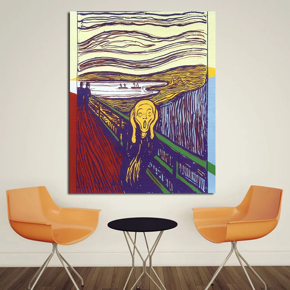 

JQHYART The Scream by Andy Warhol Oil Painting on Canvas Art Prints for Living Room Home Decoration Posters and prints No Frame